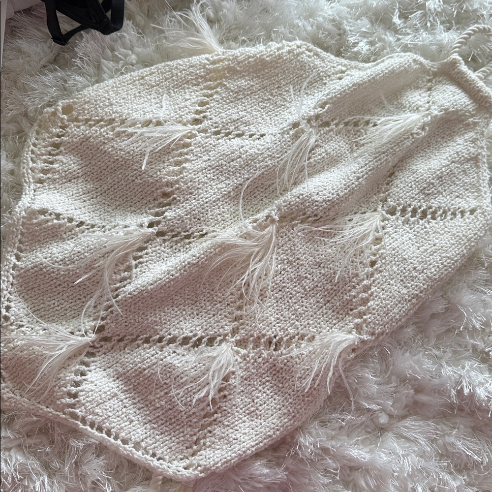 Twin-Set White Crochet Halter Top diamond feather knit indah andi bagus designer - Picture 10 of 10